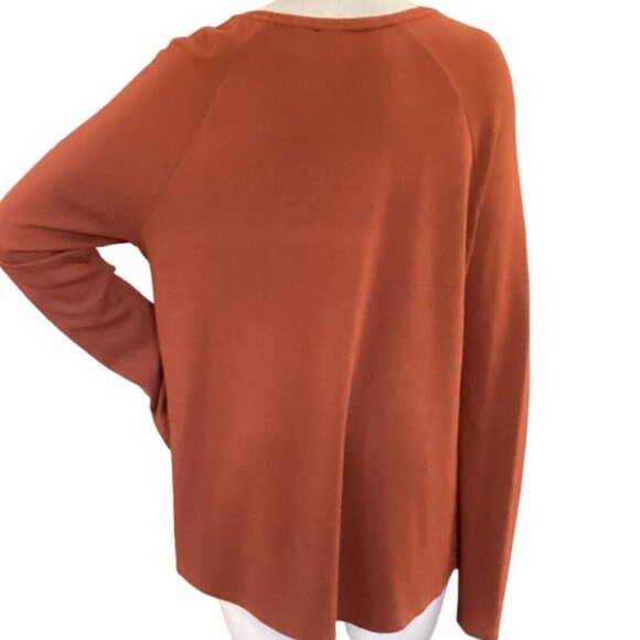 Chico's Long Sleeve Knit Top Gold Accents Sz 3 (XL/16) Rust #99S - Picture 4 of 7